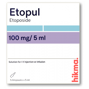 ETOPUL 100 MG / 5 ML ( ETOPOSIDE 20 MG / ML ) SOLUTION FOR INTRAVENOUS USE 5 X 5 ML AMPOULES
